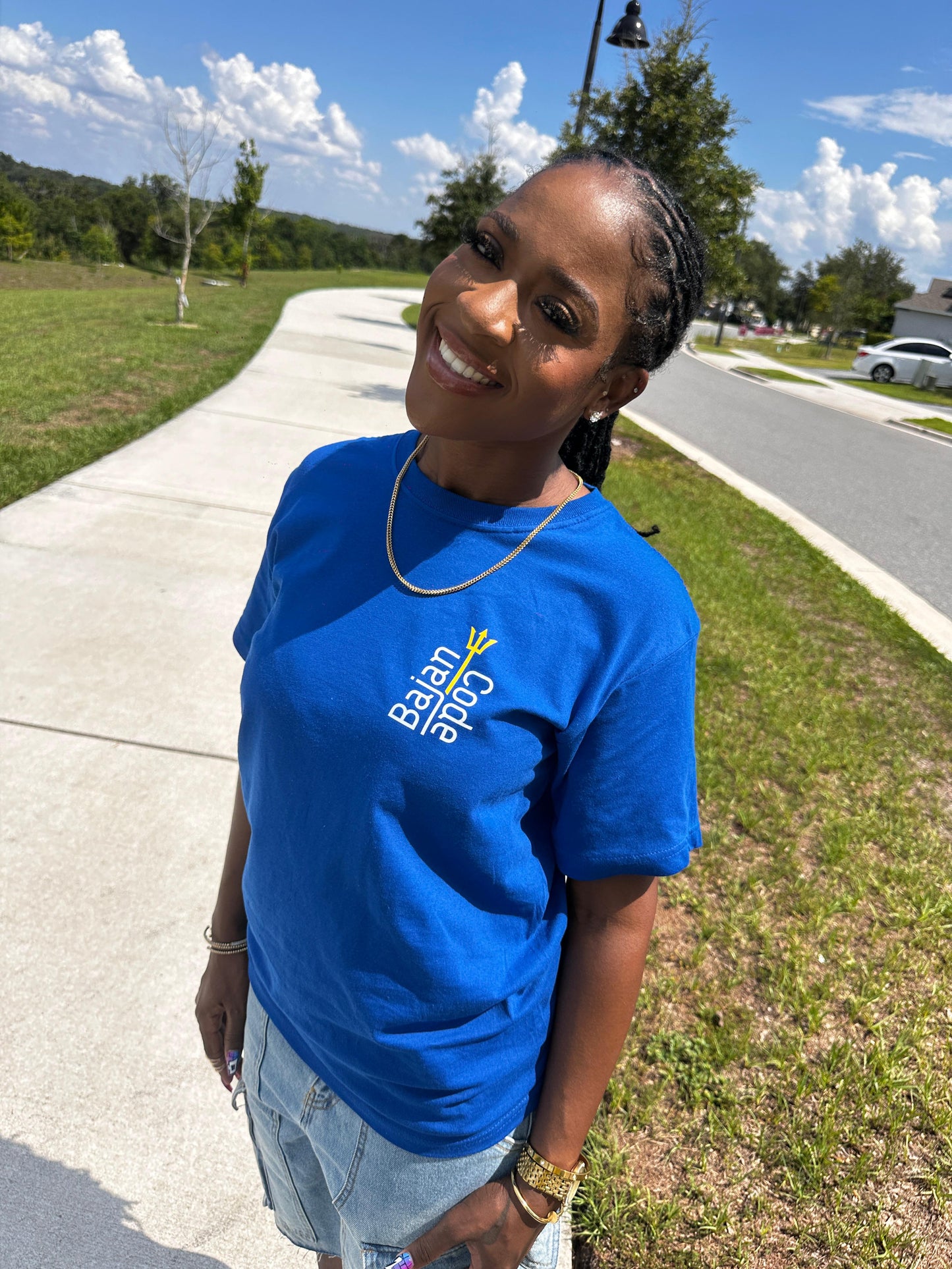 Bajan Code Periodic Table T shirt- Blue