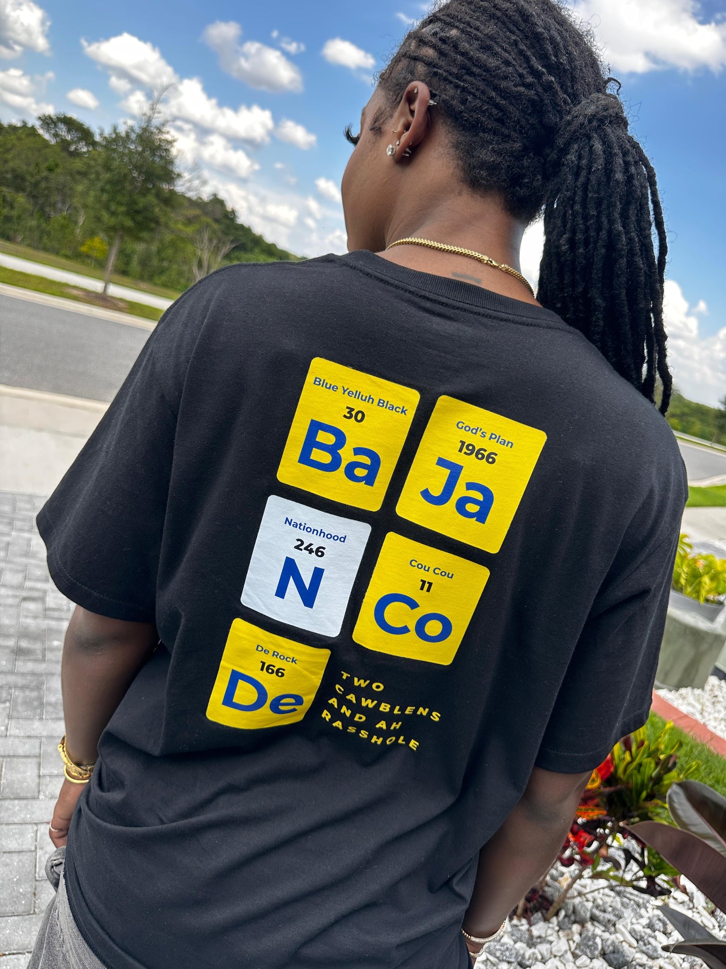 Bajan Code Periodic Table T shirt-Black