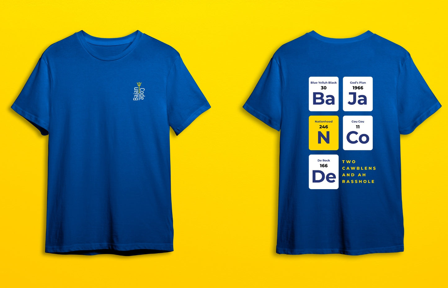 Bajan Code Periodic Table T shirt- Blue