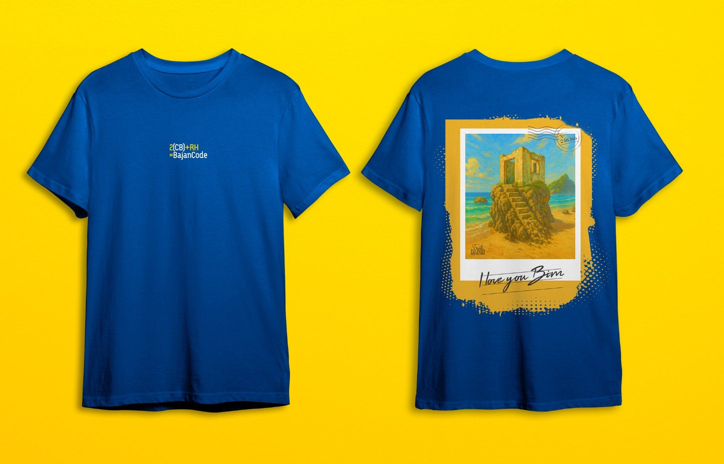 Bajan Code I Love Bim Postcard T shirt-Blue