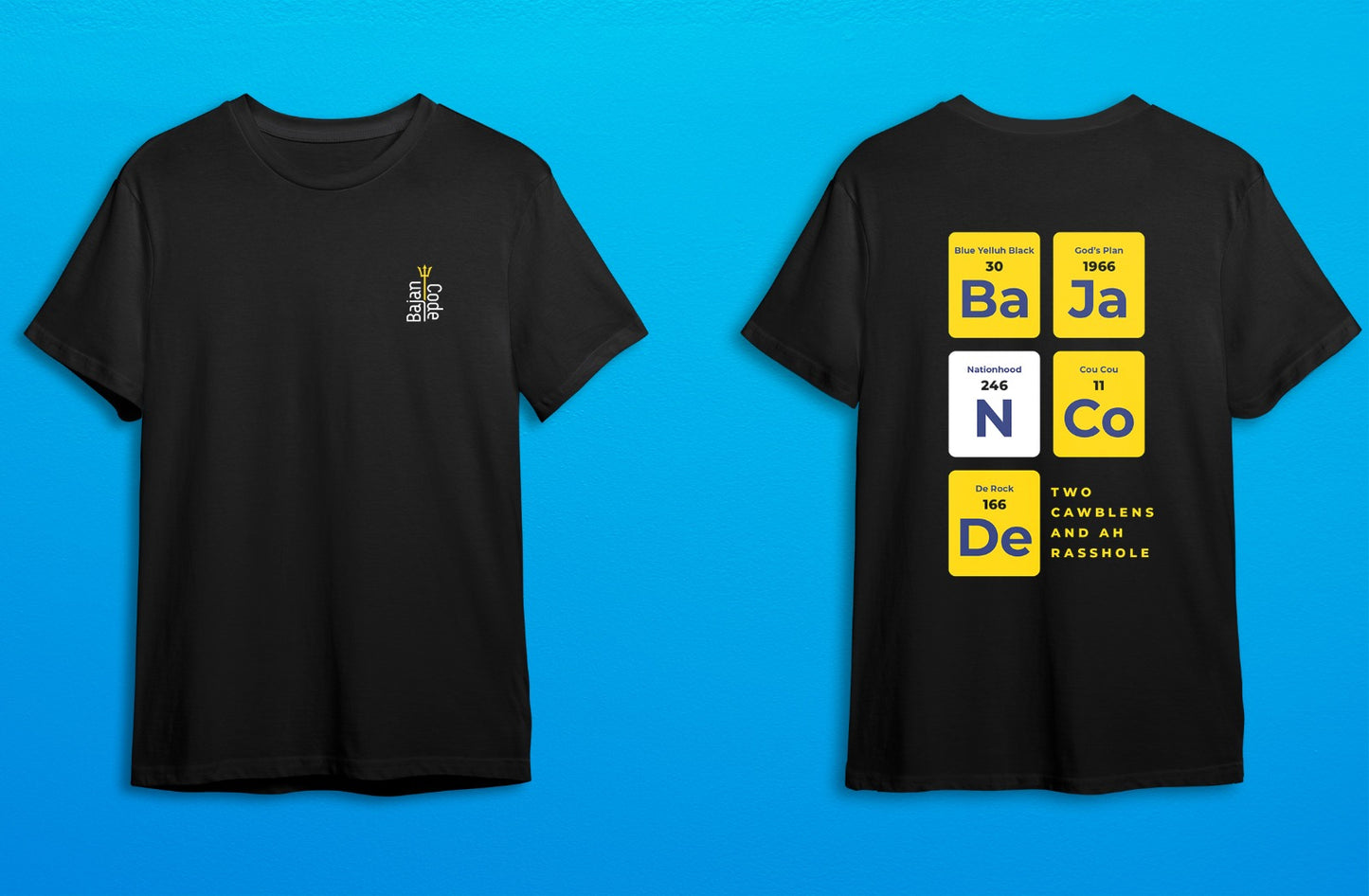 Bajan Code Periodic Table T shirt-Black