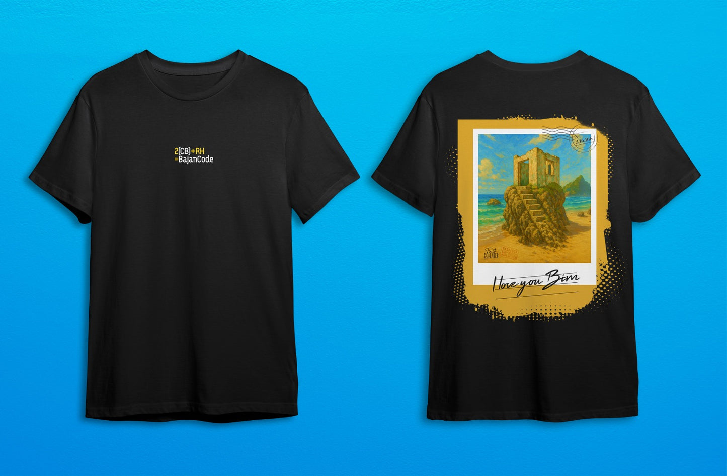 Bajan Code T-shirt-I Love Bim Postcard T shirt-Black