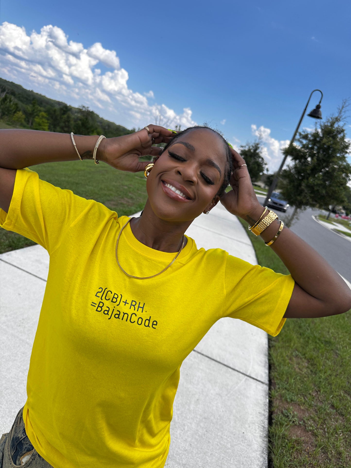 Bajan Code T-shirt-I Love Bim Postcard T shirt-Yellow