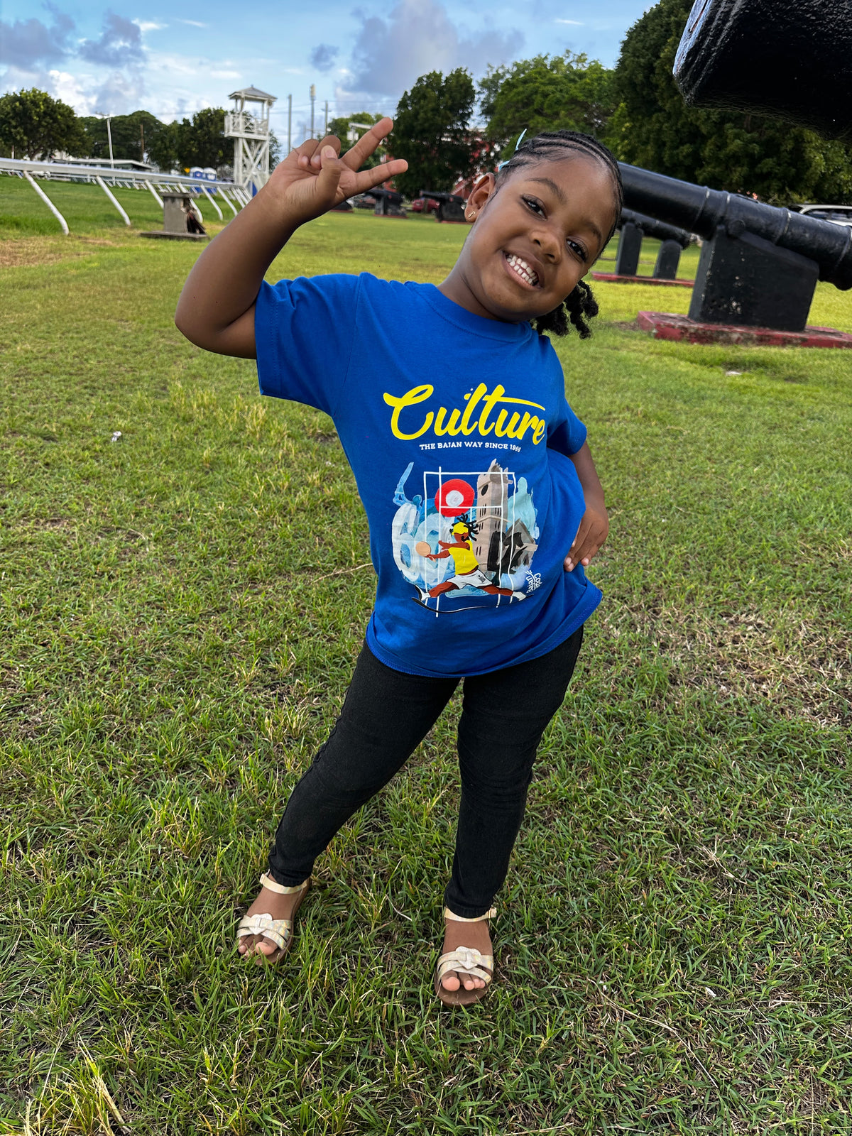 Bajan Code Culture Kids Collection T Shirt Blue