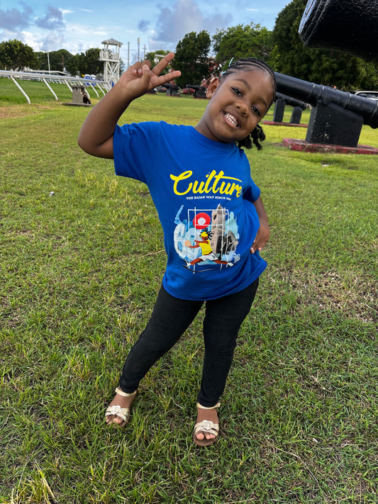 Bajan Code Culture Kids Collection T Shirt Blue