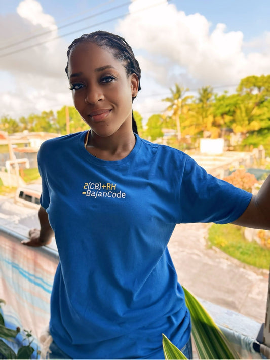 Bajan Code I Love Bim Postcard T shirt-Blue