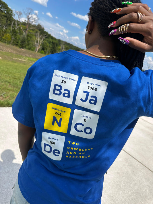Bajan Code Periodic Table T shirt- Blue